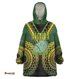 Custom Avaiki Cook Islands Rugby Wearable Blanket Hoodie Kuki Airani Tatau Black LT14