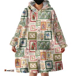 Aussie Birds Christmas La La Land Wearable Blanket Hoodie Beige Vintage Stamp Edition LT9