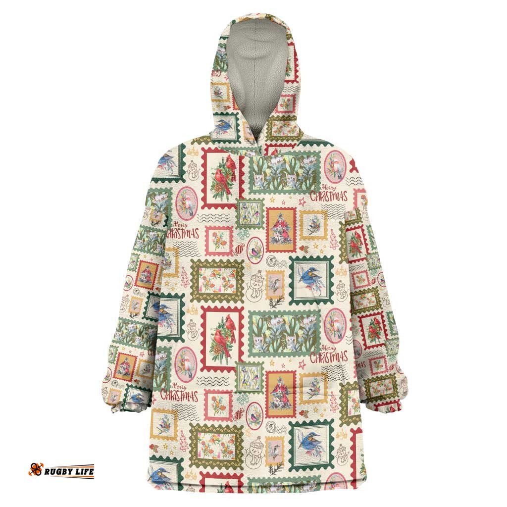 Aussie Birds Christmas La La Land Wearable Blanket Hoodie Beige Vintage Stamp Edition LT9