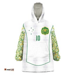 Custom Australia Football Wearable Blanket Hoodie Aboriginal Pattern Sporty Style-White Color LT03