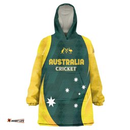 Australia Cricket Custom Wearable Blanket Hoodie GO Aussie - Modern Motif LT7