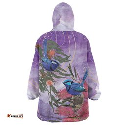 Australia Splendid Fairy Wren on Eucalyptus Wearable Blanket Hoodie Epilepsy Awareness LT7