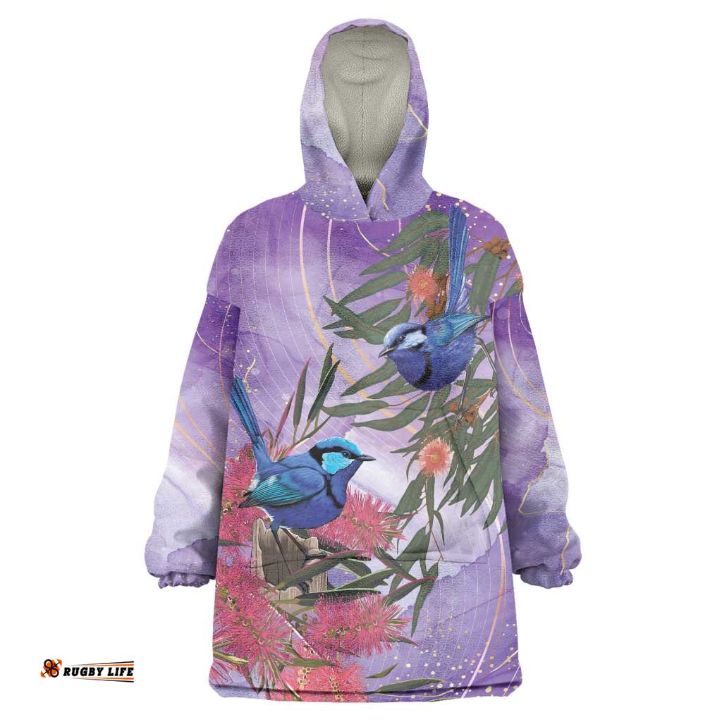 Australia Splendid Fairy Wren on Eucalyptus Wearable Blanket Hoodie Epilepsy Awareness LT7