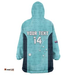 Custom Bowls Australia Wearable Blanket Hoodie Teal Color Curve Sporty LT14