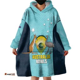 Custom Bowls Australia Wearable Blanket Hoodie Teal Color Curve Sporty LT14