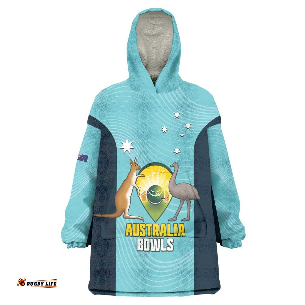Custom Bowls Australia Wearable Blanket Hoodie Teal Color Curve Sporty LT14