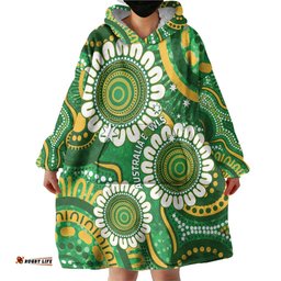 Bowls Australia Custom Wearable Blanket Hoodie Aboriginal Art National Color LT14
