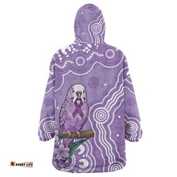 Australia Epilepsy Awareness Wearable Blanket Hoodie Purple Budgerigar Plumeria Aboriginal LT14