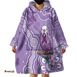 Australia Epilepsy Awareness Wearable Blanket Hoodie Purple Budgerigar Plumeria Aboriginal LT14