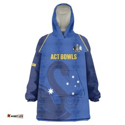 Custom ACT Bowls Australia Wearable Blanket Hoodie Go Australian Capital Territory Swan LT14