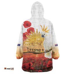 Australia Cockatoo ANZAC Day Wearable Blanket Hoodie Lest We Forget LT05