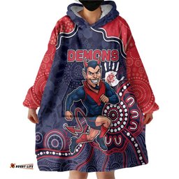 Custom Demons Football Wearable Blanket Hoodie Aboriginal Dot Art Pattern DT05