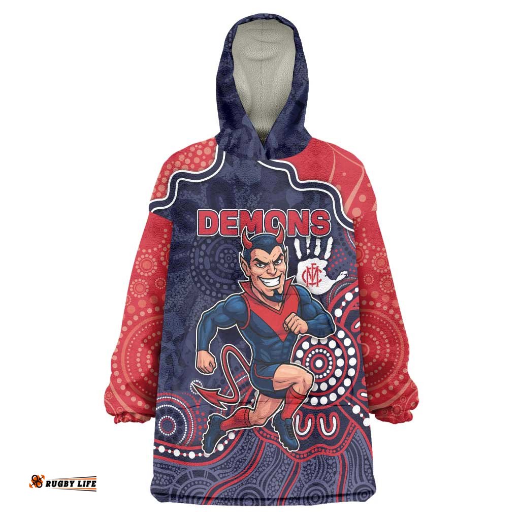Custom Demons Football Wearable Blanket Hoodie Aboriginal Dot Art Pattern DT05