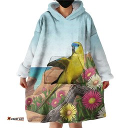 Australia Rock Parrot Wearable Blanket Hoodie Pigface Carpobrotus Rocky Island Vibes LT14