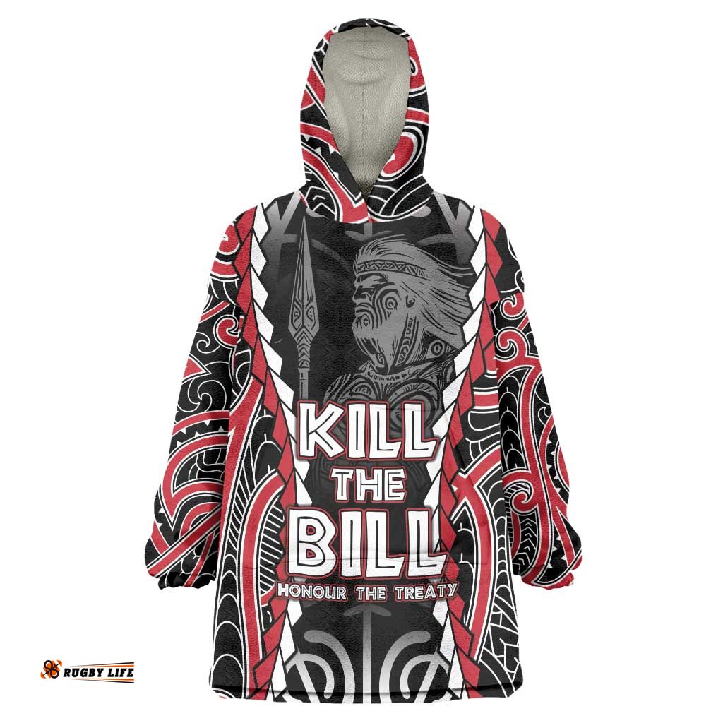 Aotearoa Waitangi Day Wearable Blanket Hoodie Maori Warrior Tribal Tattoo LT05