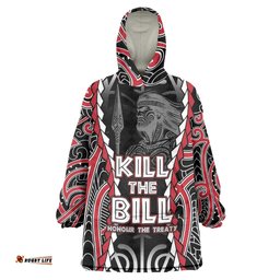 Aotearoa Waitangi Day Wearable Blanket Hoodie Maori Warrior Tribal Tattoo LT05