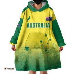 Custom Australia Cricket Wearable Blanket Hoodie Go Champions Aussies LT05