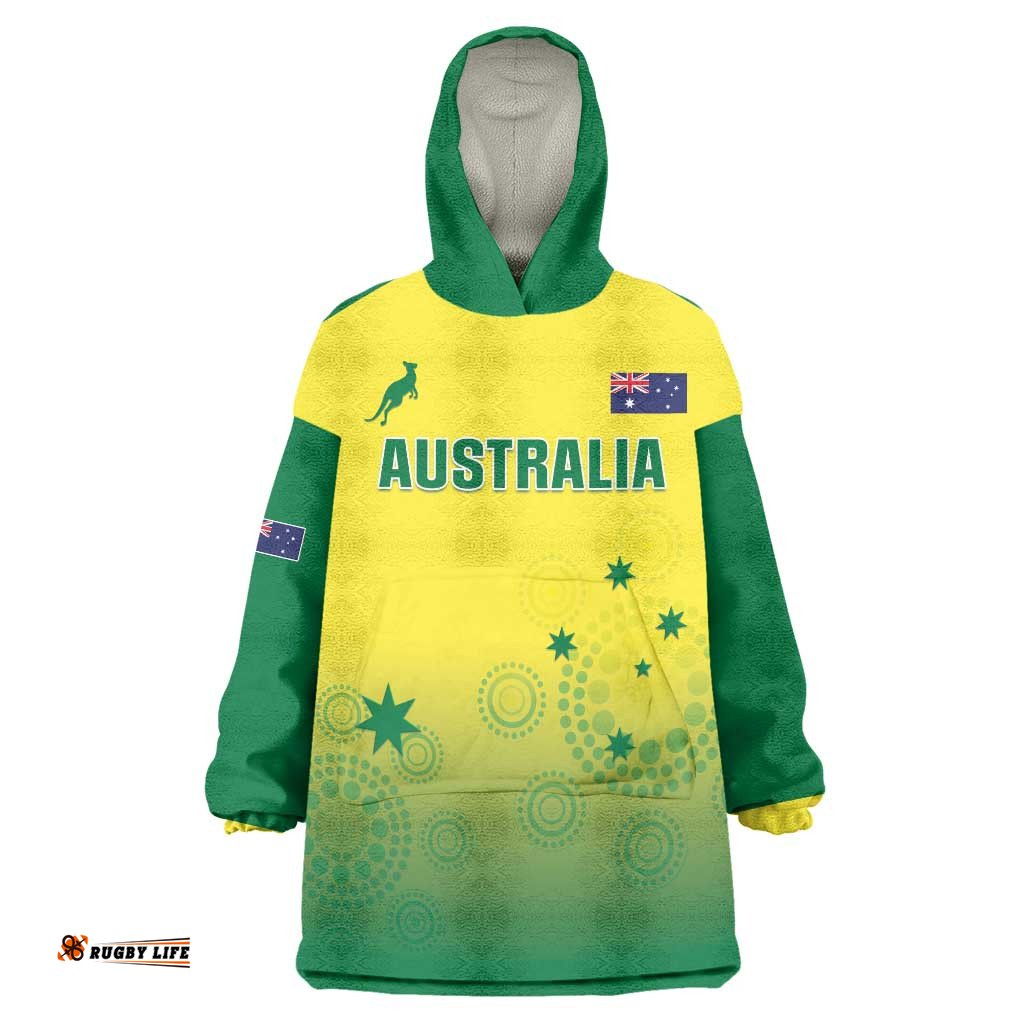 Custom Australia Cricket Wearable Blanket Hoodie Go Champions Aussies LT05