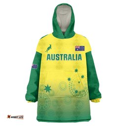 Custom Australia Cricket Wearable Blanket Hoodie Go Champions Aussies LT05