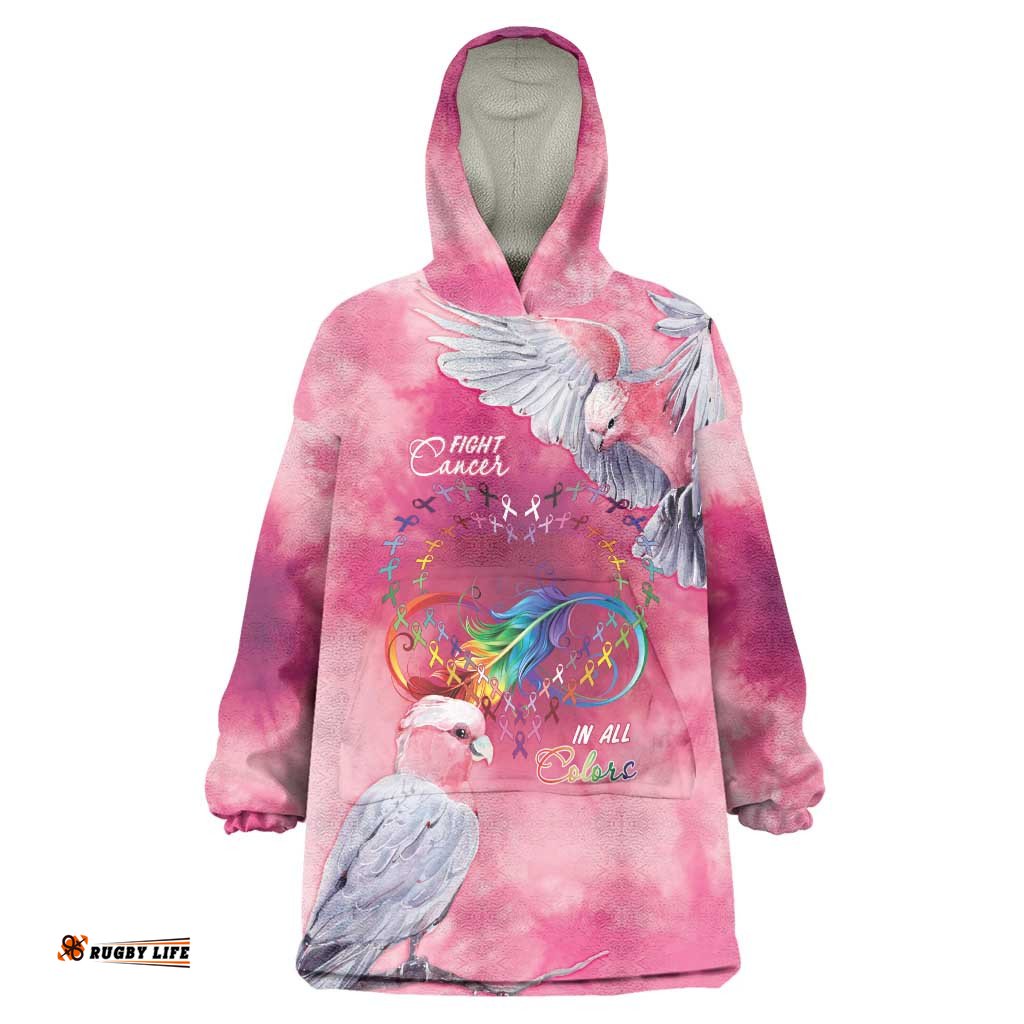 Australia Fight Cancer In All Colors Wearable Blanket Hoodie Galah Pink Tie Dye LT7