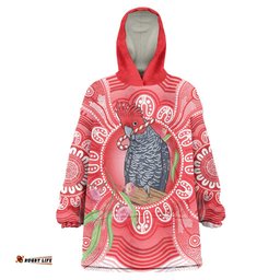 Australia Gang-gang Cockatoo Christmas Wearable Blanket Hoodie Eucalyptus Blossoms Aboriginal Merry Xmas LT14