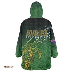Cook Islands Rugby Kuki Avaiki Wearable Blanket Hoodie Tribal Turtle LT7