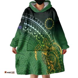 Cook Islands Rugby Kuki Avaiki Wearable Blanket Hoodie Tribal Turtle LT7