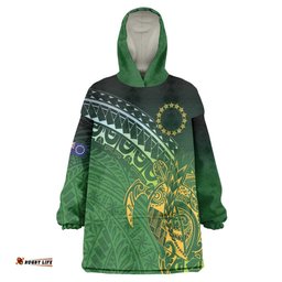 Cook Islands Rugby Kuki Avaiki Wearable Blanket Hoodie Tribal Turtle LT7