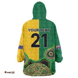Custom Australia Cricket Spirit 2026 Wearable Blanket Hoodie World T20 Edition - Aussie Color Aboriginal Motif LT9