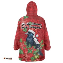 Australian Magpie Wearable Blanket Hoodie Aboriginal Inspired Christmas LT9