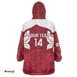 Custom England Rugby 2025 Wearable Blanket Hoodie Go Champions Red Rose LT14
