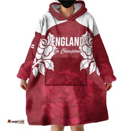 Custom England Rugby 2025 Wearable Blanket Hoodie Go Champions Red Rose LT14