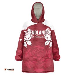 Custom England Rugby 2025 Wearable Blanket Hoodie Go Champions Red Rose LT14