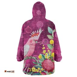 Australia Pink Cockatoo Christmas Wearable Blanket Hoodie Aussie Native Flowers Merry Xmas - Pink LT14
