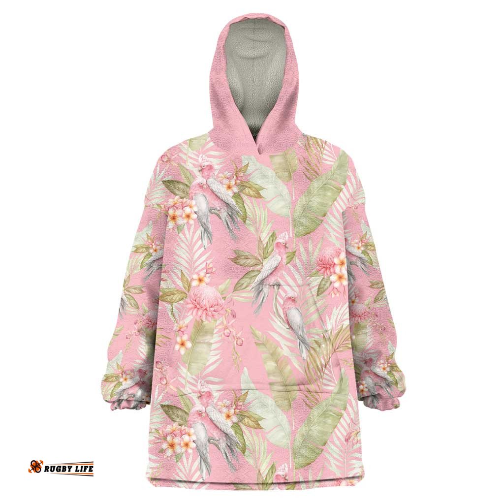 Australia Galah Cockatoo Wearable Blanket Hoodie Eolophus Soseicapilla Couple Seamless Style LT14