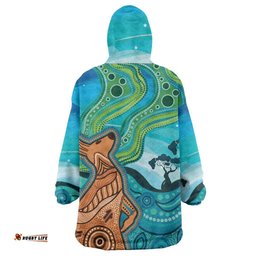 Aussie Aurora Borealis Aboriginal Art Wearable Blanket Hoodie LT7