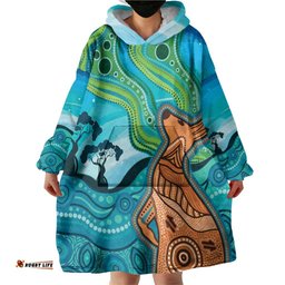 Aussie Aurora Borealis Aboriginal Art Wearable Blanket Hoodie LT7