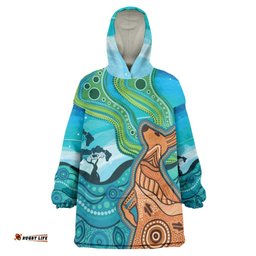 Aussie Aurora Borealis Aboriginal Art Wearable Blanket Hoodie LT7