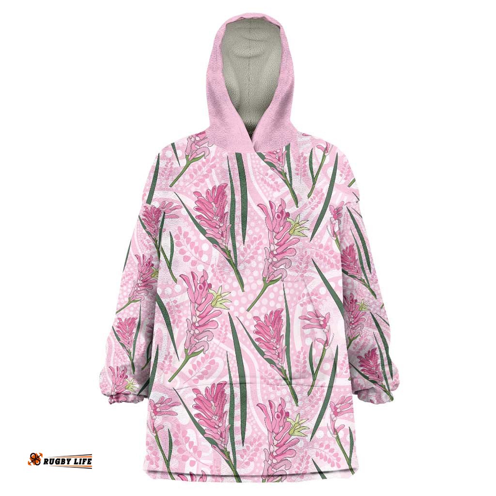 Australia Kangaroo Paws Wearable Blanket Hoodie Aussie Native Flowers Indigenous Art LT14