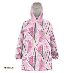 Australia Kangaroo Paws Wearable Blanket Hoodie Aussie Native Flowers Indigenous Art LT14