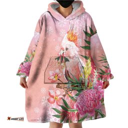 Australia Christmas Pink Cockatoo with Banksia Wearable Blanket Hoodie Coral Pink LT7