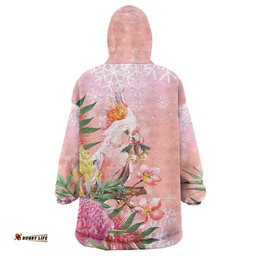 Australia Christmas Pink Cockatoo with Banksia Wearable Blanket Hoodie Coral Pink LT7
