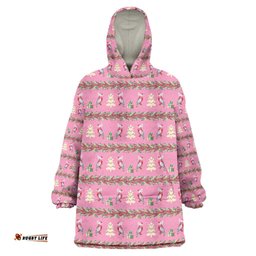Australia Pink Galah Christmas Wearable Blanket Hoodie Eolophus Roseicapilla Bottlebrush Seamless LT14