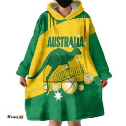 Custom Australia Petanque Wearable Blanket Hoodie Aussie Kangaroo Bouleroos National Color LT14