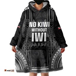 Aotearoa Toitu Te Tiriti Wearable Blanket Hoodie No Kiwi Without Iwi LT05