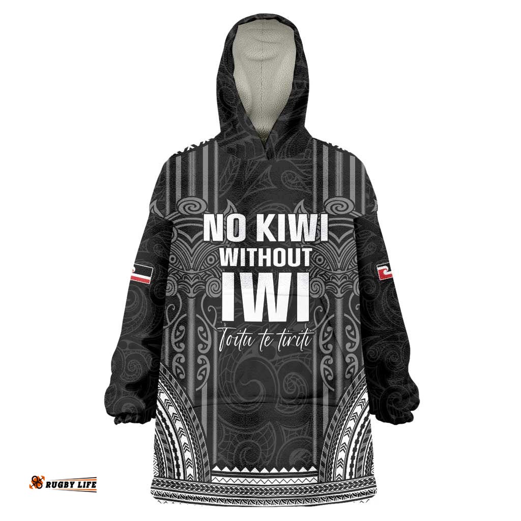 Aotearoa Toitu Te Tiriti Wearable Blanket Hoodie No Kiwi Without Iwi LT05