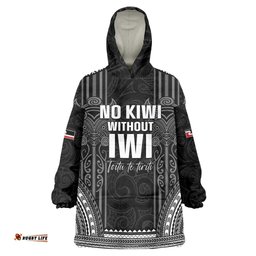 Aotearoa Toitu Te Tiriti Wearable Blanket Hoodie No Kiwi Without Iwi LT05