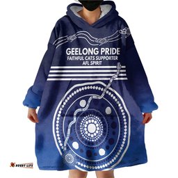 Custom Geelong Pride Wearable Blanket Hoodie On the Road to Glory Indigenous Aboriginal LT9