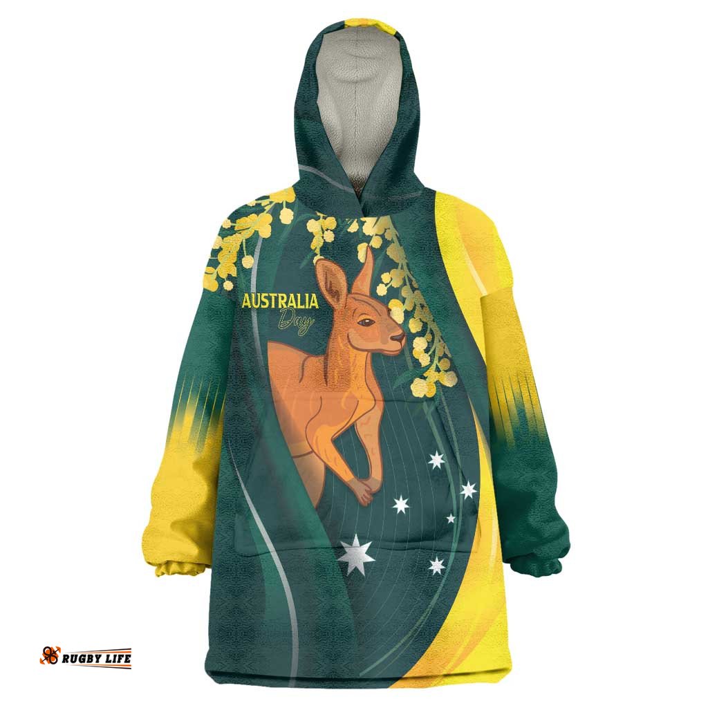 Australia Day Wearable Blanket Hoodie Kangaroo National Color LT7