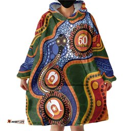 Australia NAIDOC Week 2026 Wearable Blanket Hoodie 50 Years of Deadly Dhari Snake Aboriginal Art LT14